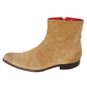 IODICE Distressed Tan Suede Zip Ankle Chelsea Boot